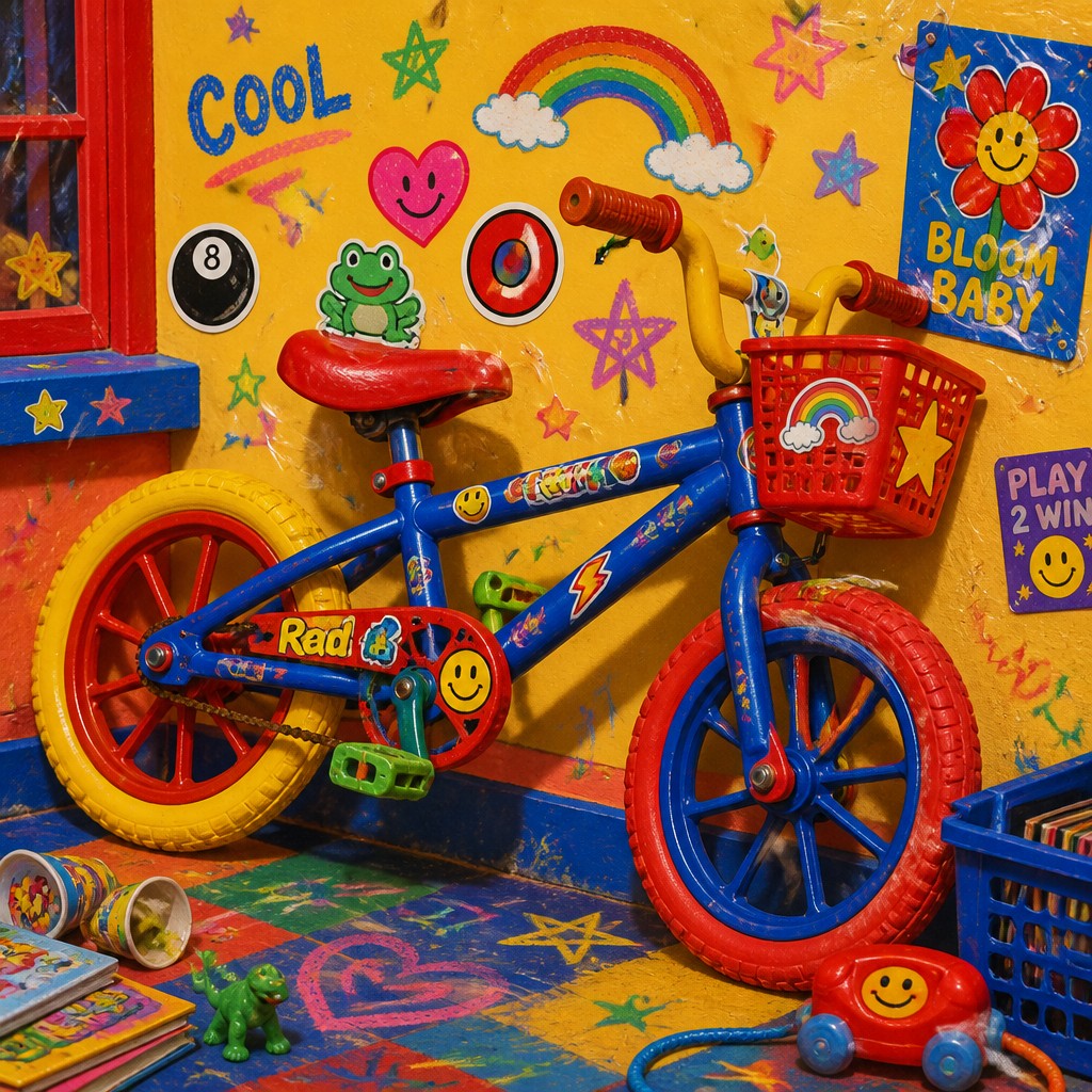 bicyle resting against a wall — Kidcore Aesthetic