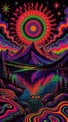 a tranquil mountain lake beneath a starry night sky, no people, no text
