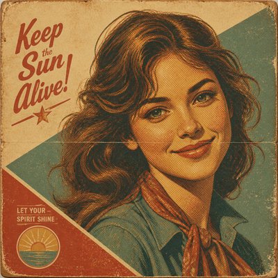 head-and-shoulders portrait of an original character: a young woman with wavy chestnut hair and a warm smile, plain soft backdrop