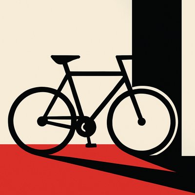 bicyle resting against a wall