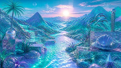 a vast valley with a river winding toward distant mountains at sunrise, no people, no text