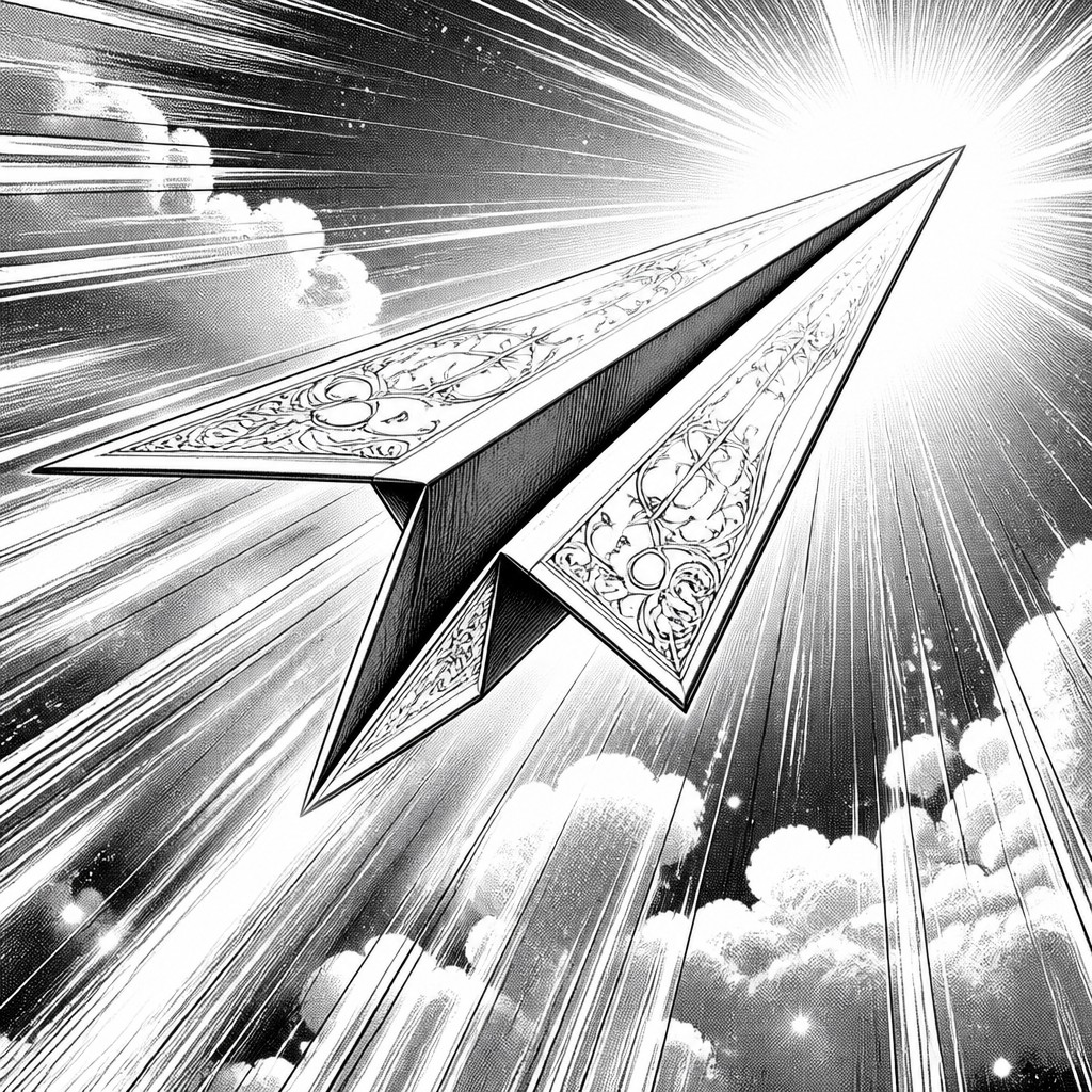 a paper plane, clean minimal composition on a plain background, no text