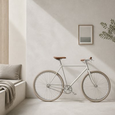 bicyle resting against a wall — Scandinavian Furniture Art