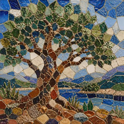 a tree in nature — Ceramic Mosaic Art Style