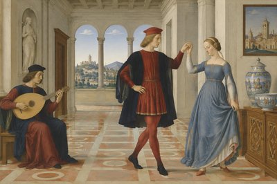 musician playing and young man and woman dancing together