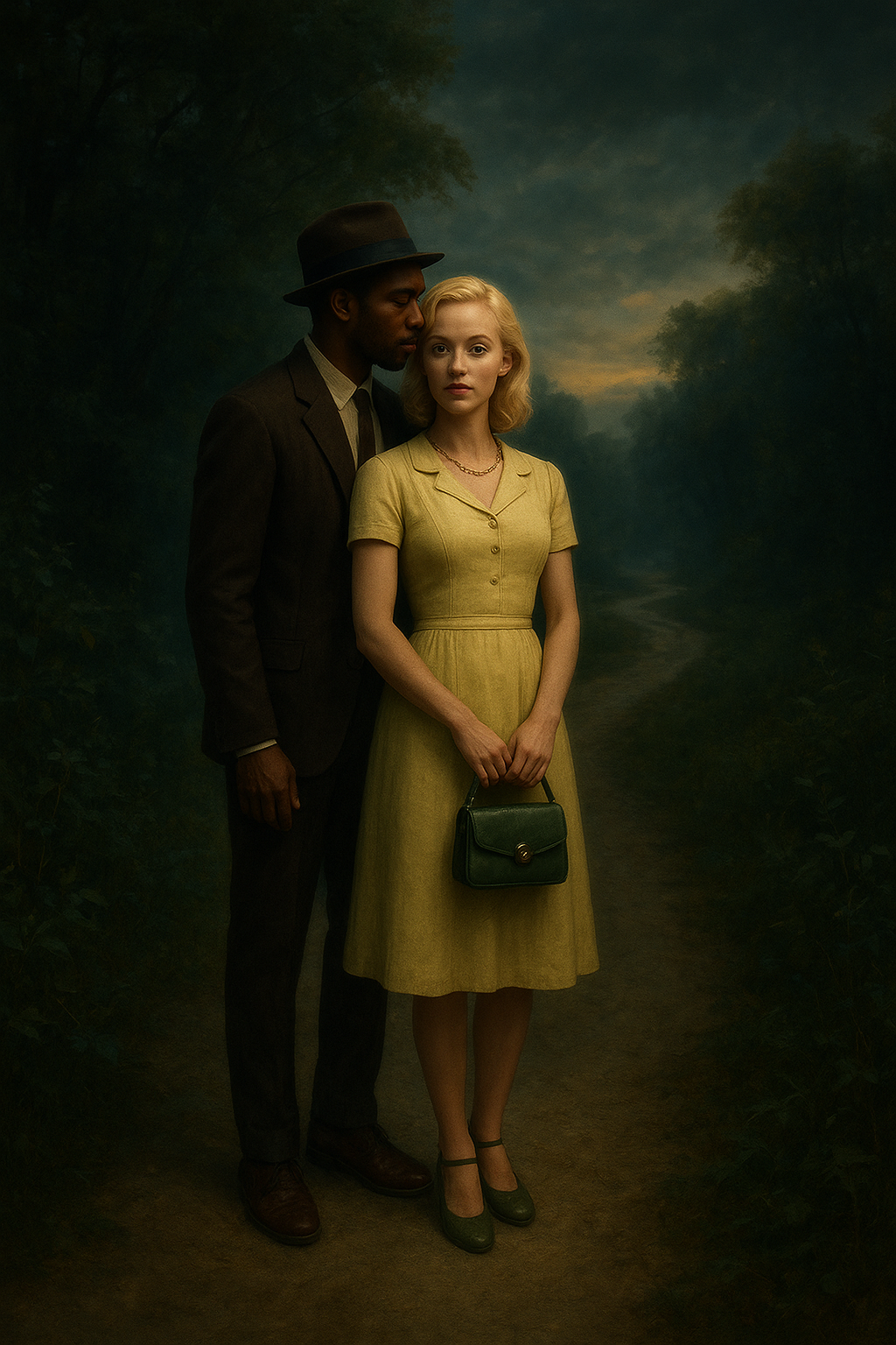 a painting of a man and a woman posing for a picture