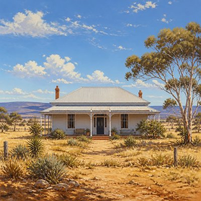house with front view — Australian Art Style