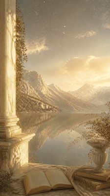 a tranquil mountain lake beneath a starry night sky, no people, no text