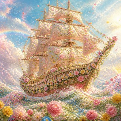 sailing ship on a stormy sea