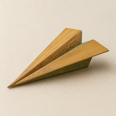 a paper plane, clean minimal composition on a plain background, no text