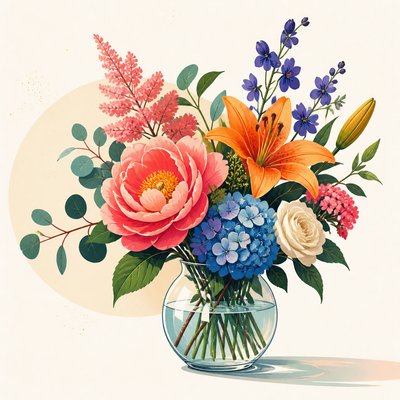 bouquet of flowers in a glass vase