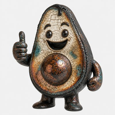 a happy avocado character giving a thumbs up, bold readable design on a plain background, no text