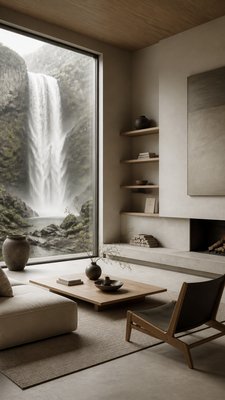 towering waterfall cascading down a cliff