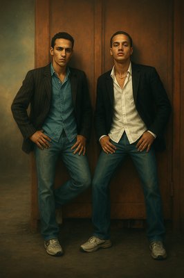 a couple of men standing next to each other