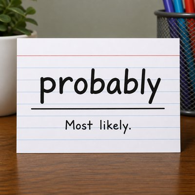 Please create a flashcard for the spelling word: "probably" and it's definition: "Most likely
."
