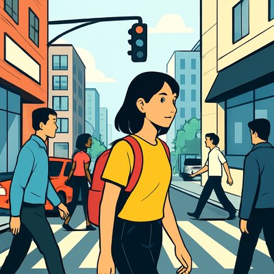 urban street with city activity