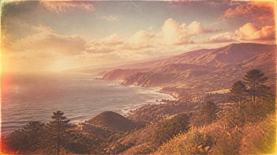 sweeping panoramic landscape with a dramatic sky