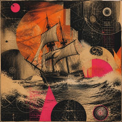 sailing ship on a stormy sea