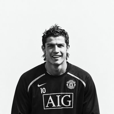 a black and white photo of a soccer player