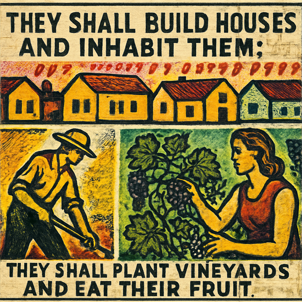 They shall build houses and inhabit them;
they shall plant vineyards and eat their fruit.