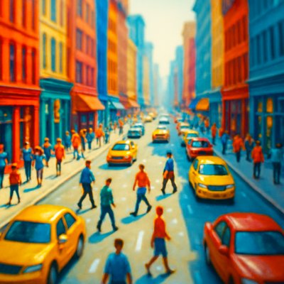urban street with city activity