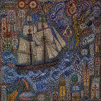sailing ship on a stormy sea