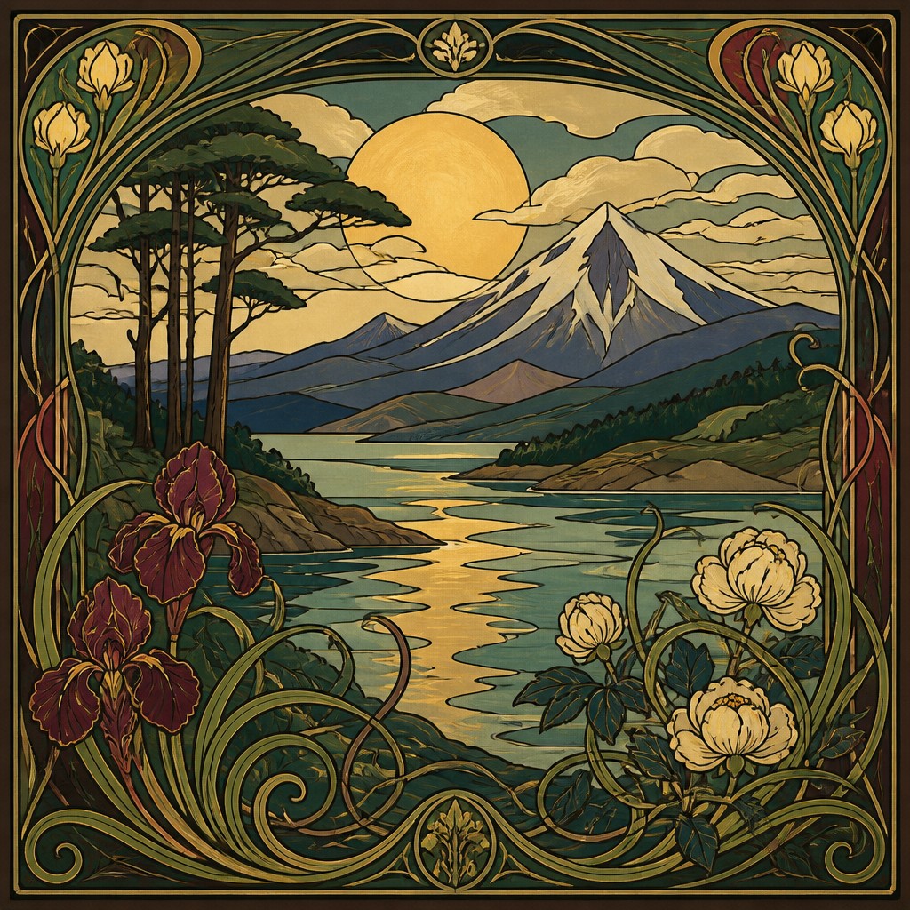 serene landscape with mountains and water