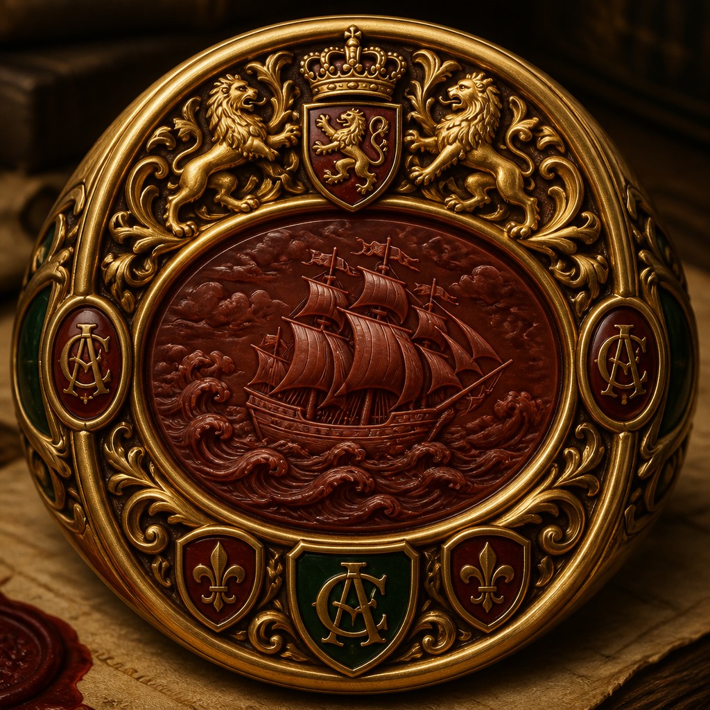 sailing ship on a stormy sea — Signet & Heraldic Jewelry Design