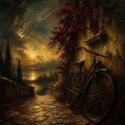 bicyle resting against a wall