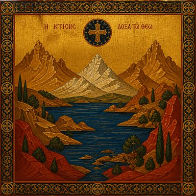 serene landscape with mountains and water