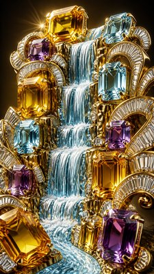 towering waterfall cascading down a cliff
