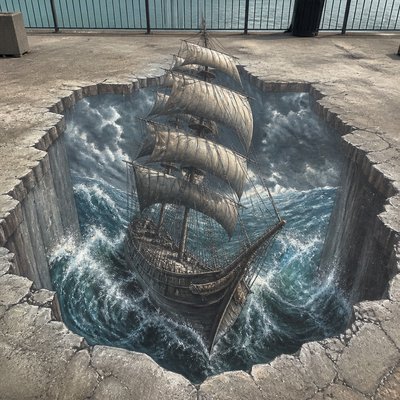 sailing ship on a stormy sea