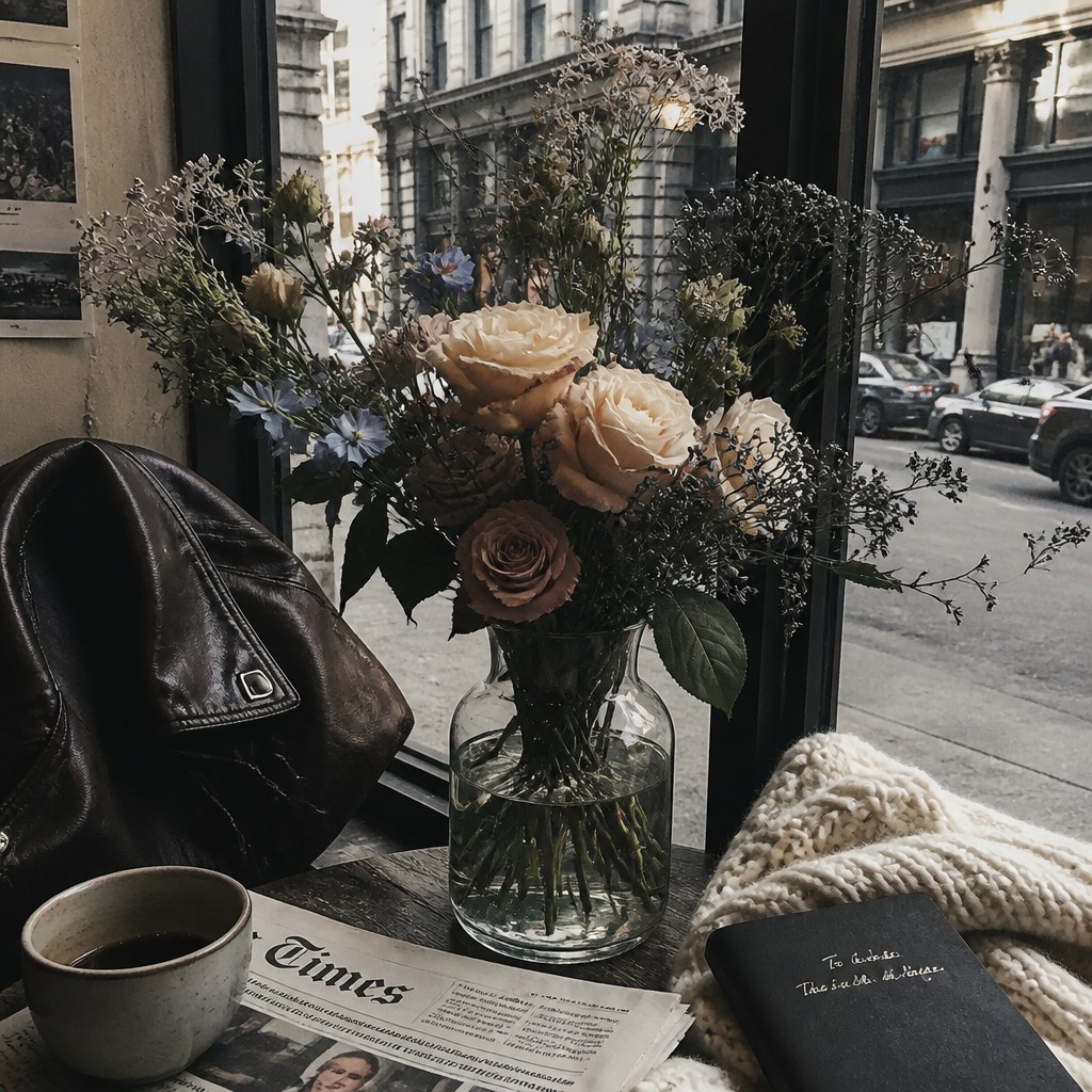 bouquet of flowers in a glass vase — Downtown Girl Aesthetic