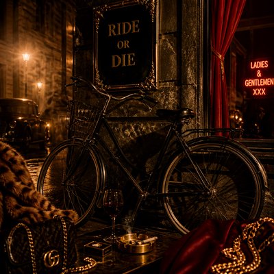 bicyle resting against a wall — Mob Wife Aesthetic