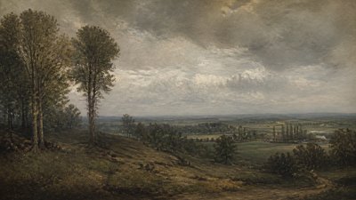 sweeping panoramic landscape with a dramatic sky