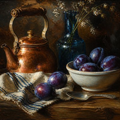 still life with everyday objects — Oil Painting Art Style