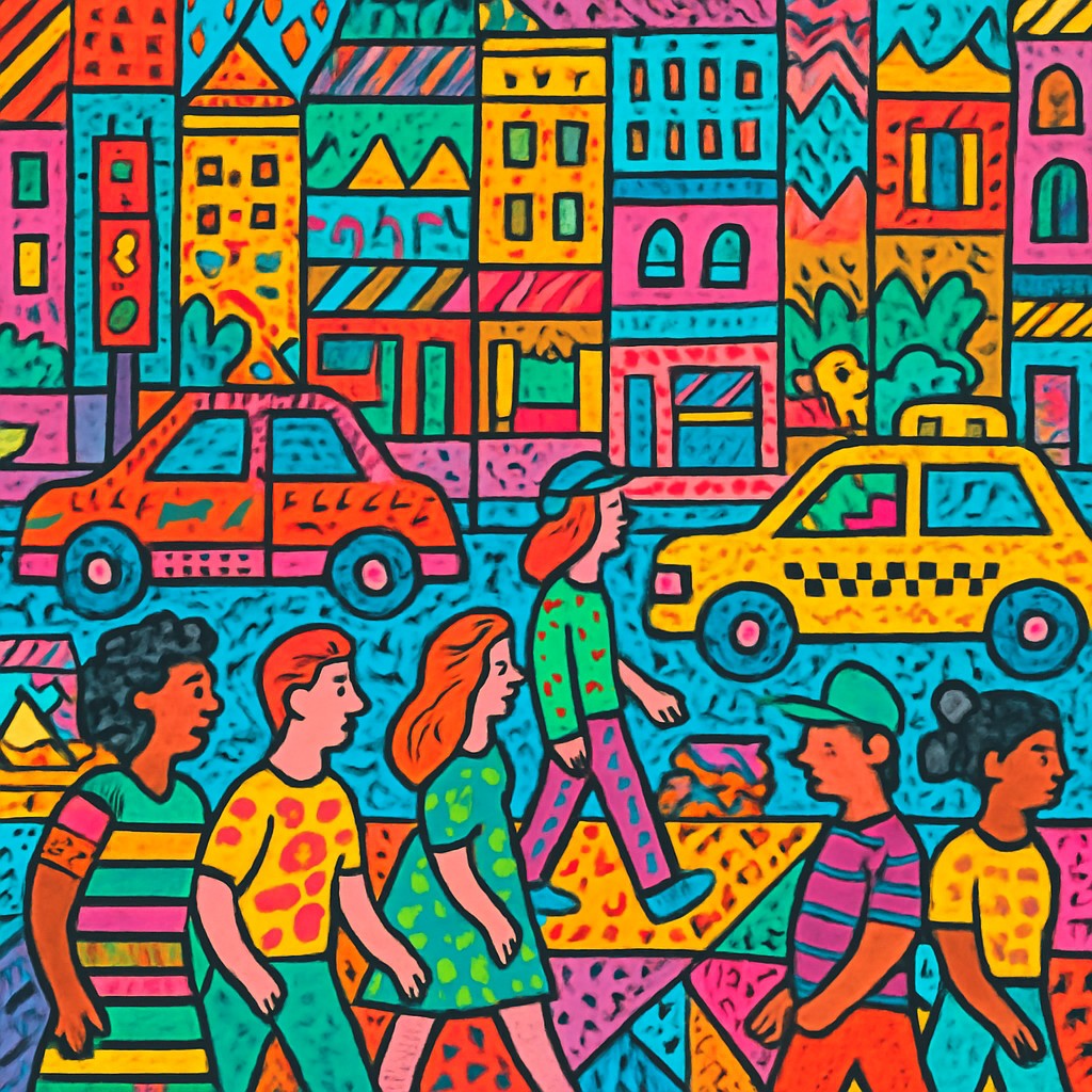 urban street with city activity