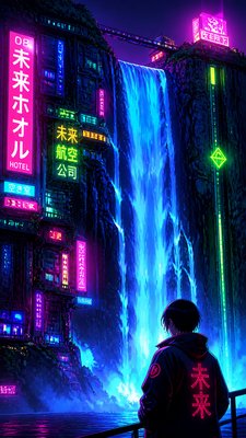 towering waterfall cascading down a cliff
