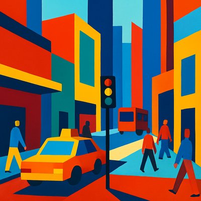 urban street with city activity