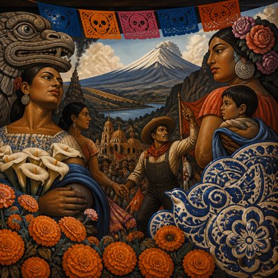 wide landscape with natural scenery — Mexican Art Style