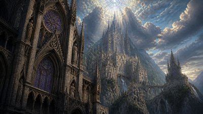 sweeping panoramic landscape with a dramatic sky