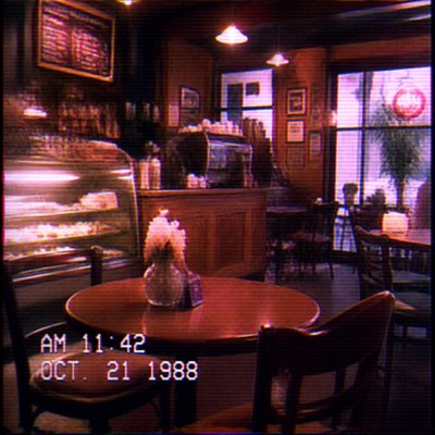 cozy cafe interior with warm lighting