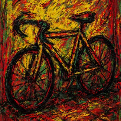 bicyle resting against a wall