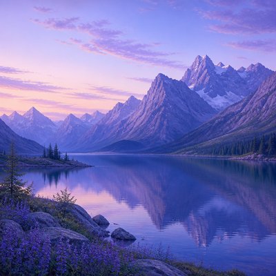 serene landscape with mountains and water