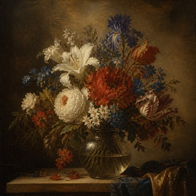 bouquet of flowers in a glass vase