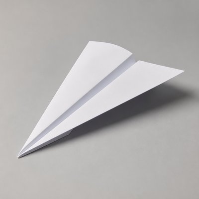 a paper plane, clean minimal composition on a plain background, no text