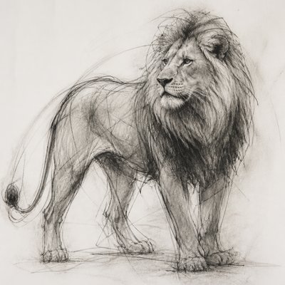 animal standing in natural pose — Gesture Sketch Drawing Style