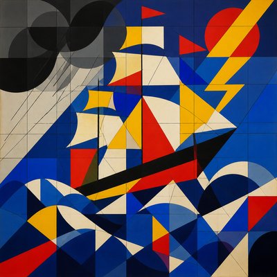 sailing ship on a stormy sea