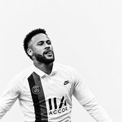 a black and white photo of a soccer player