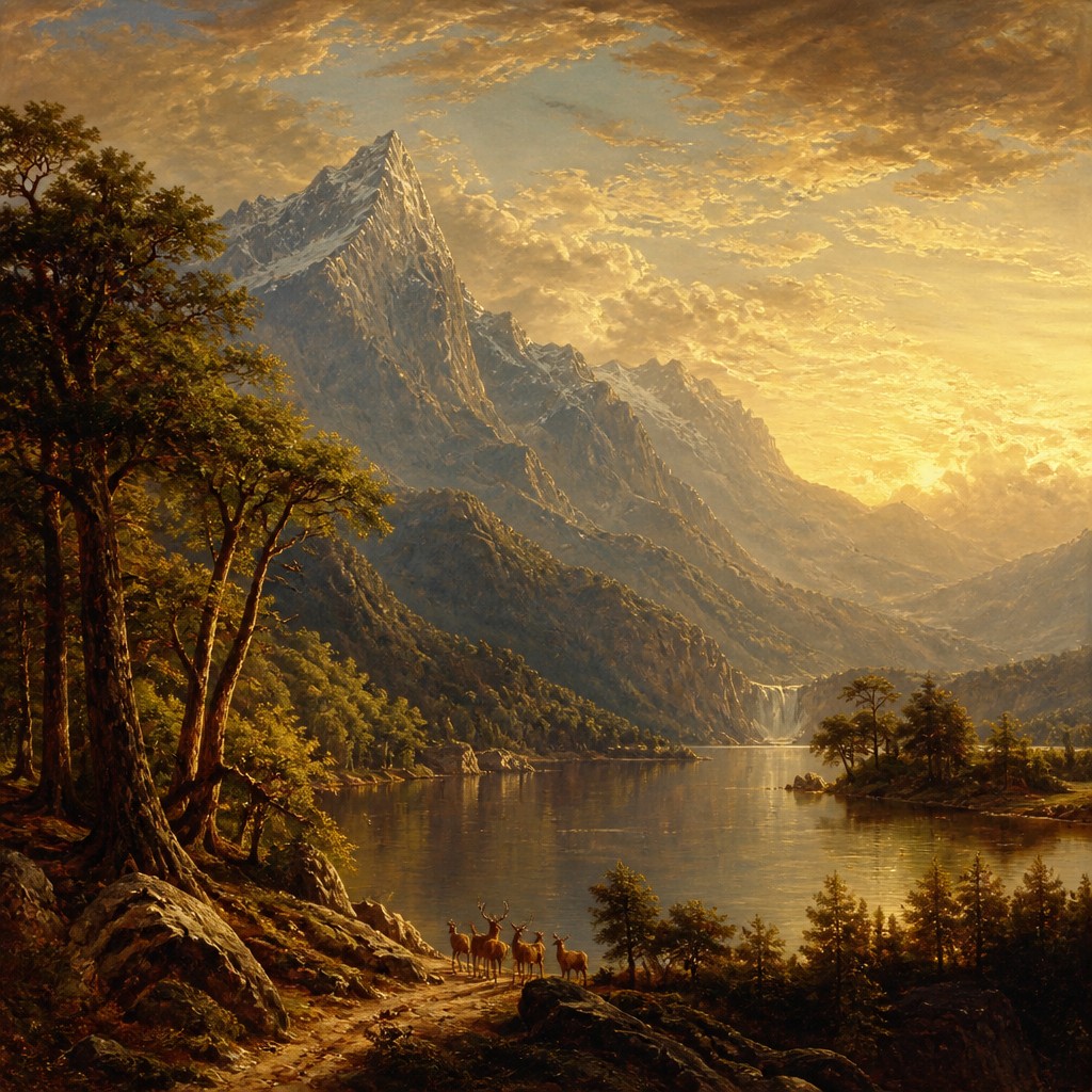 serene landscape with mountains and water